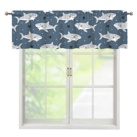 Cute White Shark Pattern Print Window Valance