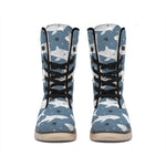 Cute White Shark Pattern Print Winter Boots