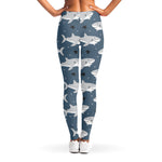 Cute White Shark Pattern Print Women's Leggings