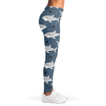 Cute White Shark Pattern Print Women's Leggings
