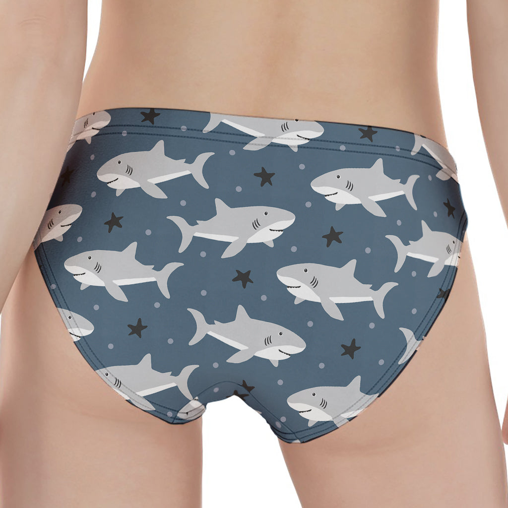 Cute White Shark Pattern Print Women's Panties