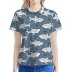 Cute White Shark Pattern Print Women's Polo Shirt