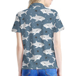 Cute White Shark Pattern Print Women's Polo Shirt