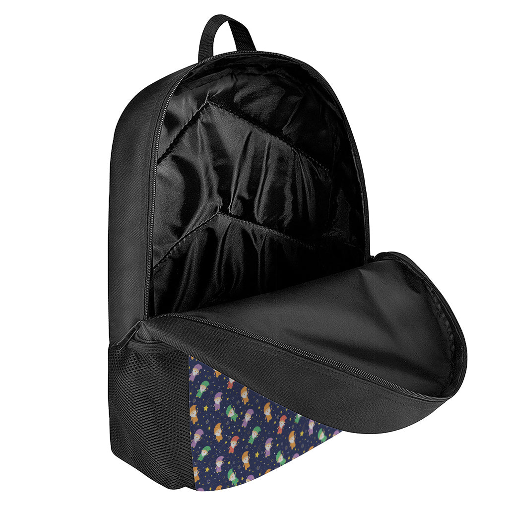 Cute Wizard Pattern Print 17 Inch Backpack