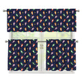 Cute Wizard Pattern Print 3 Piece Kitchen Curtains
