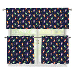 Cute Wizard Pattern Print 3 Piece Kitchen Curtains