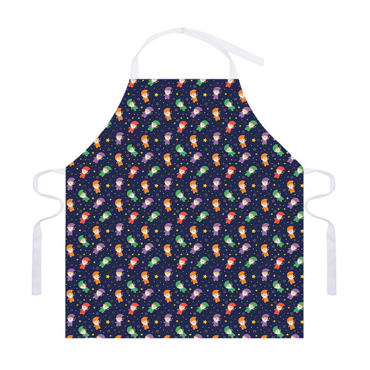 Cute Wizard Pattern Print Adjustable Apron