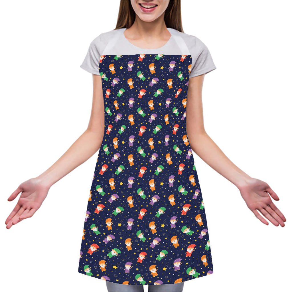 Cute Wizard Pattern Print Adjustable Apron