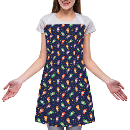 Cute Wizard Pattern Print Adjustable Apron