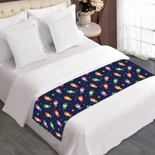 Cute Wizard Pattern Print Bed Runner