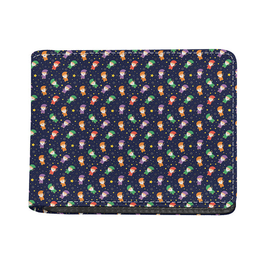 Cute Wizard Pattern Print Bifold Wallet