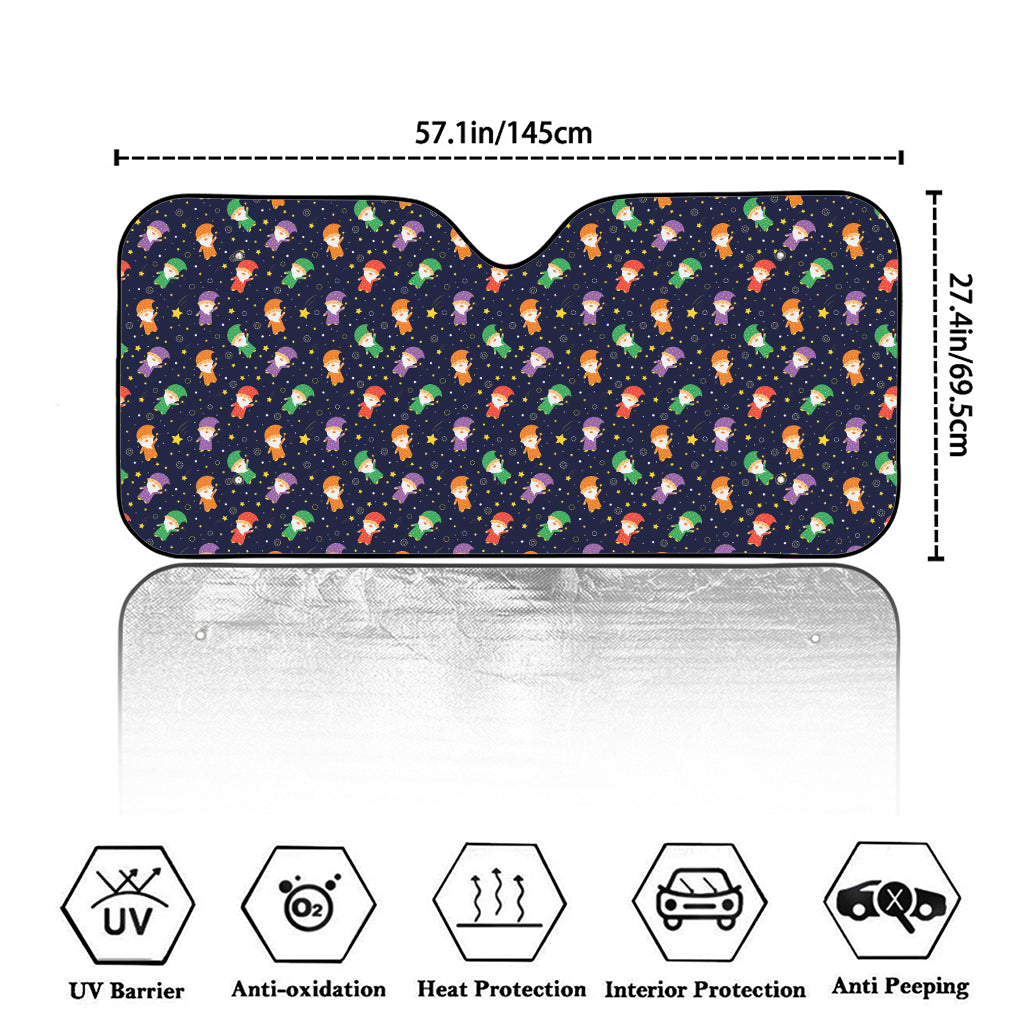 Cute Wizard Pattern Print Car Windshield Sun Shade