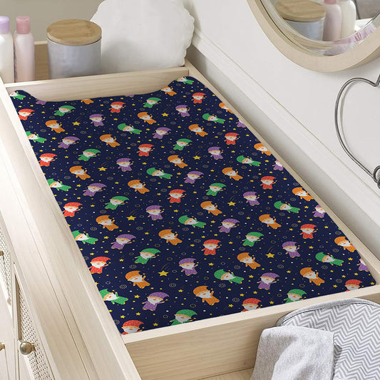 Cute Wizard Pattern Print Changing Pad Cover