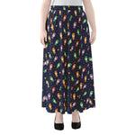 Cute Wizard Pattern Print Chiffon Maxi Skirt