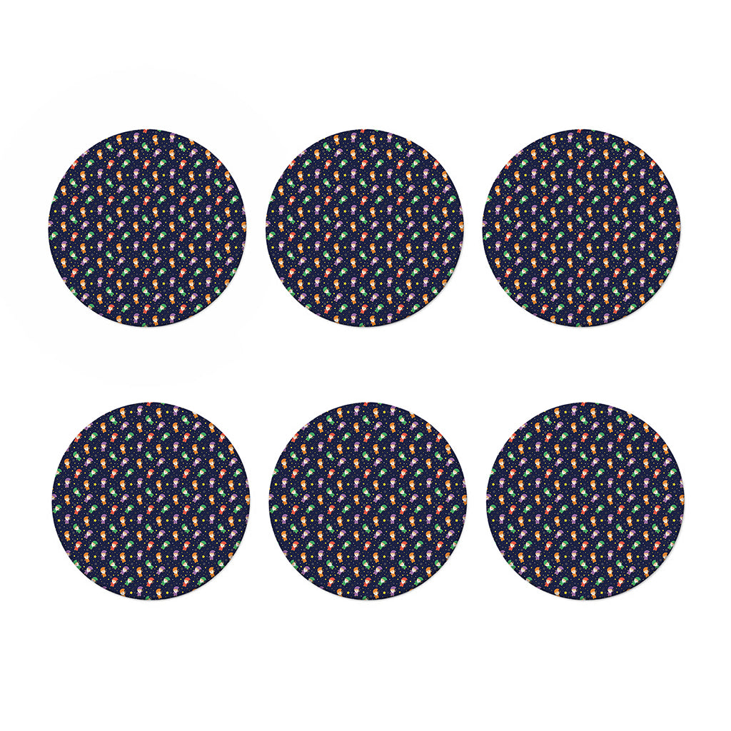 Cute Wizard Pattern Print Coaster Set