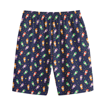 Cute Wizard Pattern Print Cotton Shorts