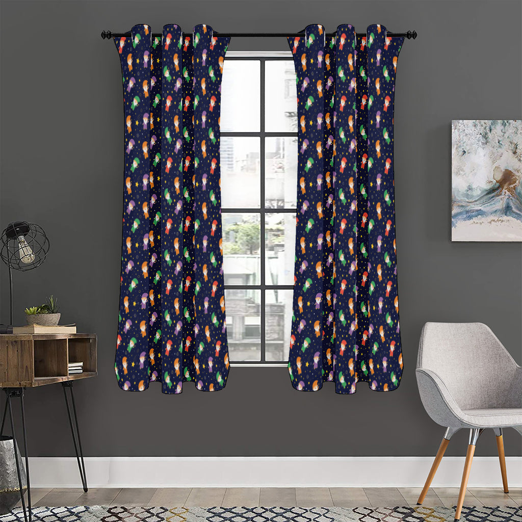 Cute Wizard Pattern Print Curtain