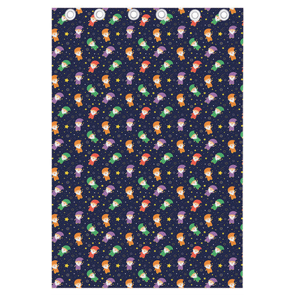 Cute Wizard Pattern Print Curtain
