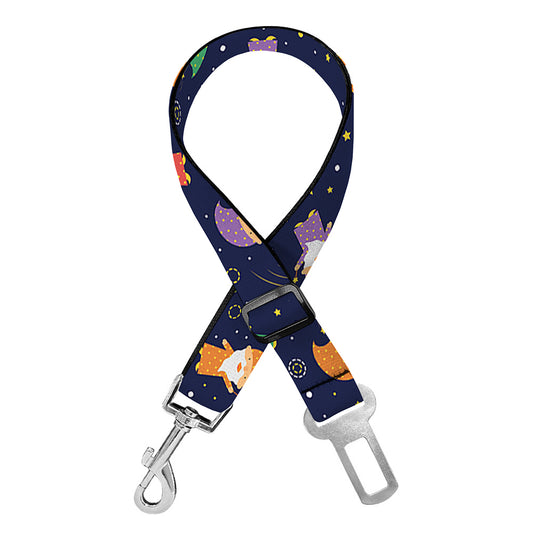 Cute Wizard Pattern Print Dog Seat Belt