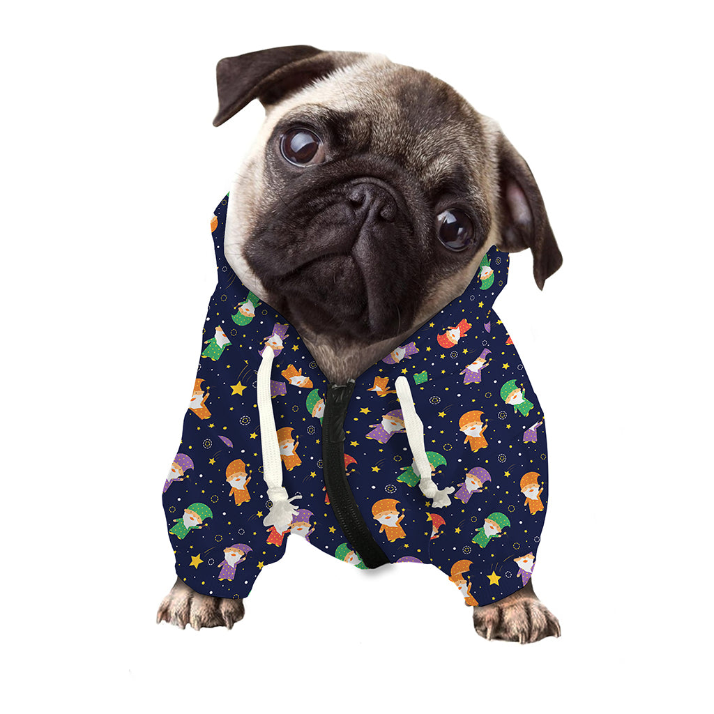 Cute Wizard Pattern Print Dog Zip Up Hoodie