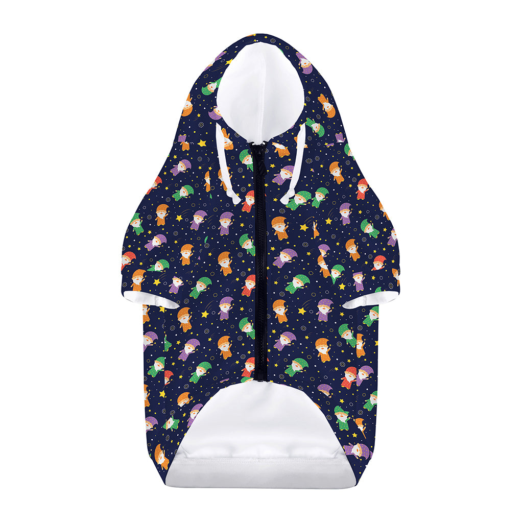 Cute Wizard Pattern Print Dog Zip Up Hoodie