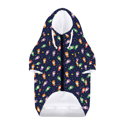 Cute Wizard Pattern Print Dog Zip Up Hoodie