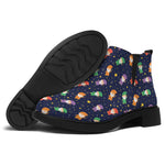 Cute Wizard Pattern Print Flat Ankle Boots