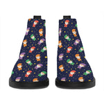 Cute Wizard Pattern Print Flat Ankle Boots