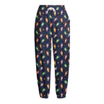 Cute Wizard Pattern Print Fleece Lined Knit Pants