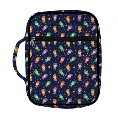 Cute Wizard Pattern Print Front Pocket Bible Bag