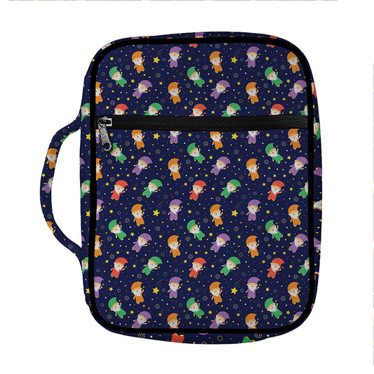 Cute Wizard Pattern Print Front Pocket Bible Bag