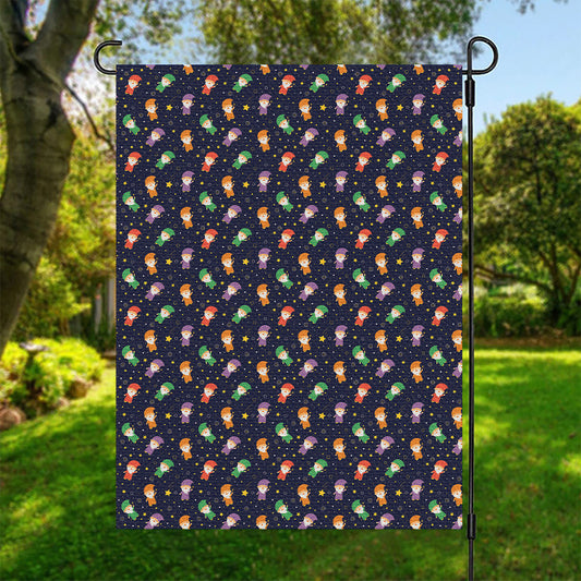 Cute Wizard Pattern Print Garden Flag