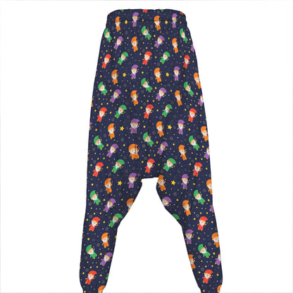 Cute Wizard Pattern Print Hammer Pants