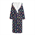 Cute Wizard Pattern Print Hooded Bathrobe