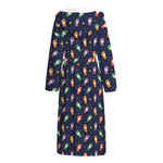 Cute Wizard Pattern Print Hooded Bathrobe