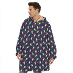 Cute Wizard Pattern Print Hoodie Blanket