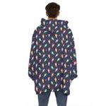 Cute Wizard Pattern Print Hoodie Blanket