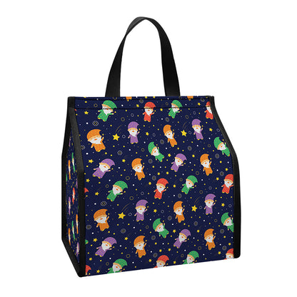 Cute Wizard Pattern Print Insulated Lunch Tote