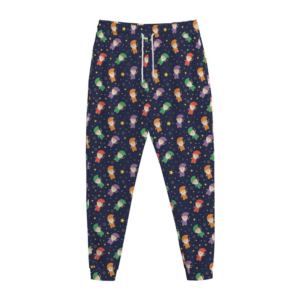 Cute Wizard Pattern Print Jogger Pants
