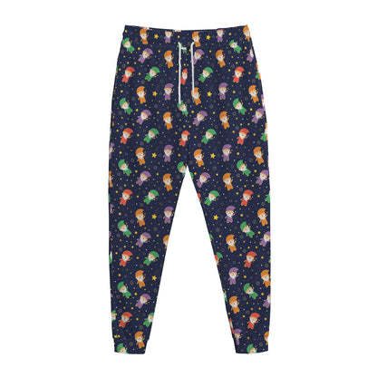 Cute Wizard Pattern Print Jogger Pants