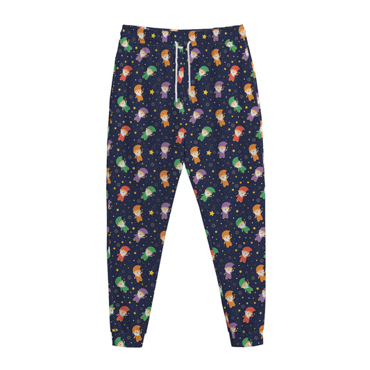 Cute Wizard Pattern Print Jogger Pants