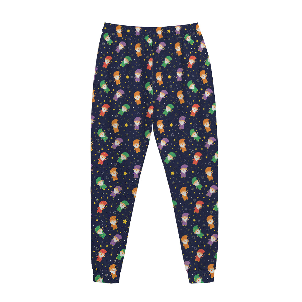 Cute Wizard Pattern Print Jogger Pants