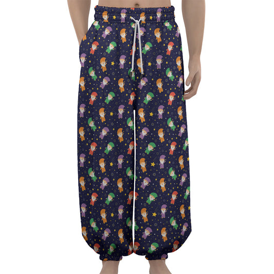 Cute Wizard Pattern Print Lantern Pants