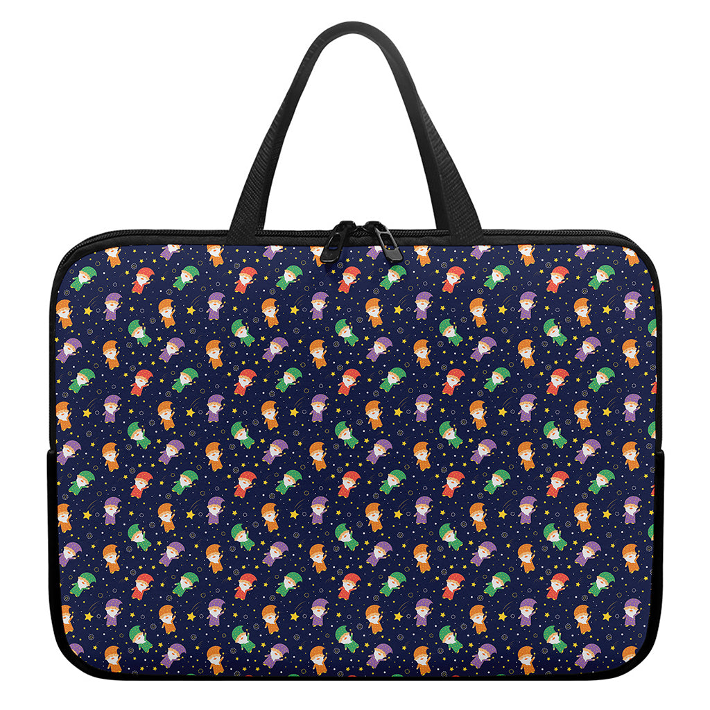 Cute Wizard Pattern Print Laptop Sleeve With Handle