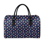 Cute Wizard Pattern Print Leather Duffle Bag