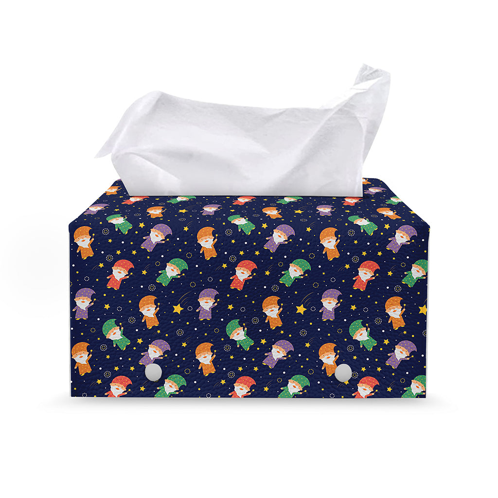 Cute Wizard Pattern Print Leather Tissue Box Cover
