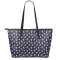 Cute Wizard Pattern Print Leather Tote Bag With Zipper