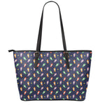 Cute Wizard Pattern Print Leather Tote Bag