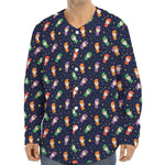 Cute Wizard Pattern Print Long Sleeve Baseball Jersey