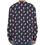 Cute Wizard Pattern Print Long Sleeve Baseball Jersey